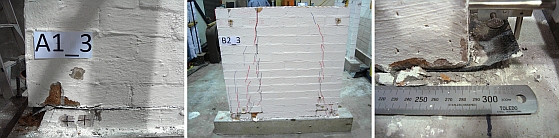 Enlarged view: Static-cyclic shear tests on brick masonry wallettes 